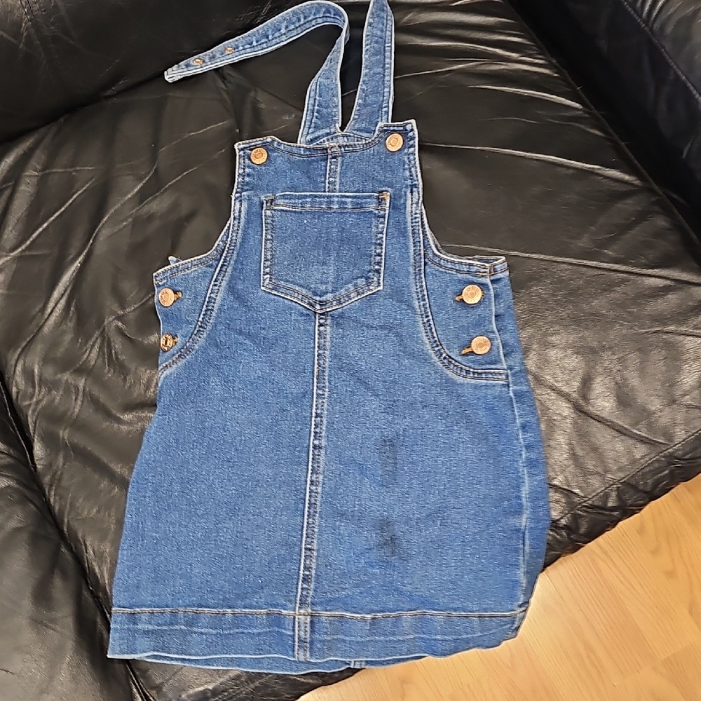 Girls Size 6 Blue Denim Overalls Skirt with Classic Straps